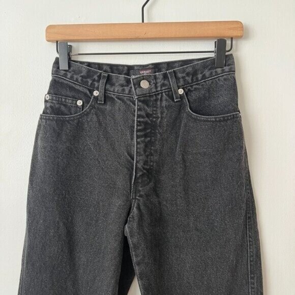 Vintage Guess Faded Black High Rise Tapered Ankle Jeans USA Made Women's Size 28 - Picture 4 of 9